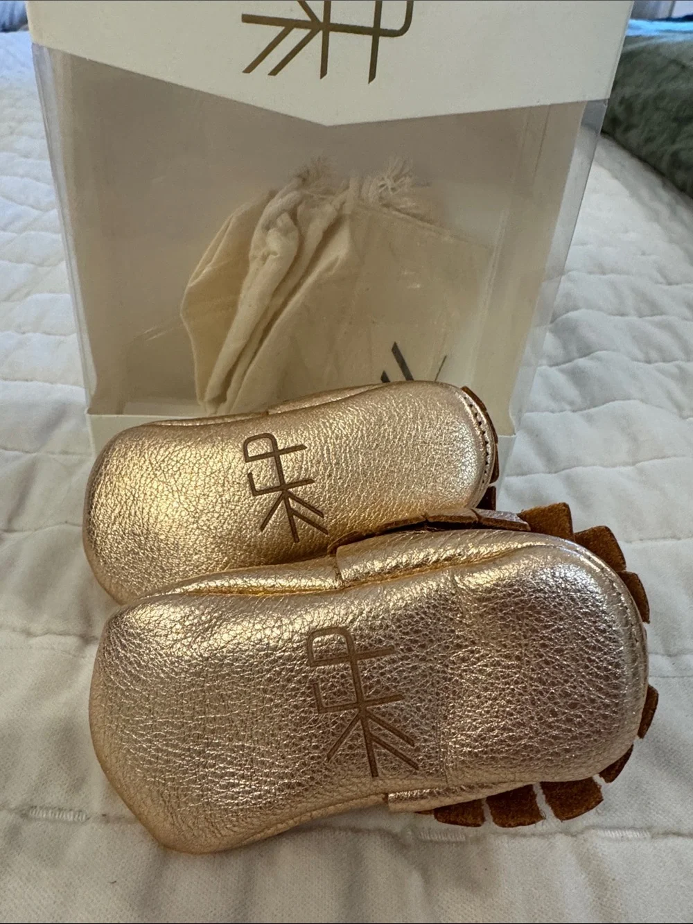 Freshly Picked Metallic Rose Gold Infant Moccasins